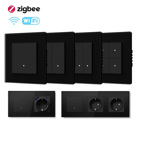 Mvava Quick Wiring Glass Panel 1/2/3/4 Gang Click Self