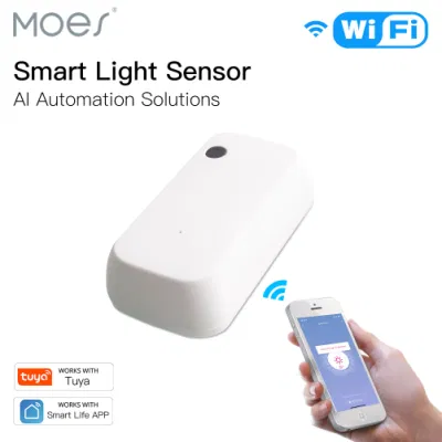 WiFi Smart Light Sensor Lighting Illumination Sensor Detector to Ai Automation 1000lux 12V Max Tuya Smart Life APP Wireless Remote Control Moes Alexa